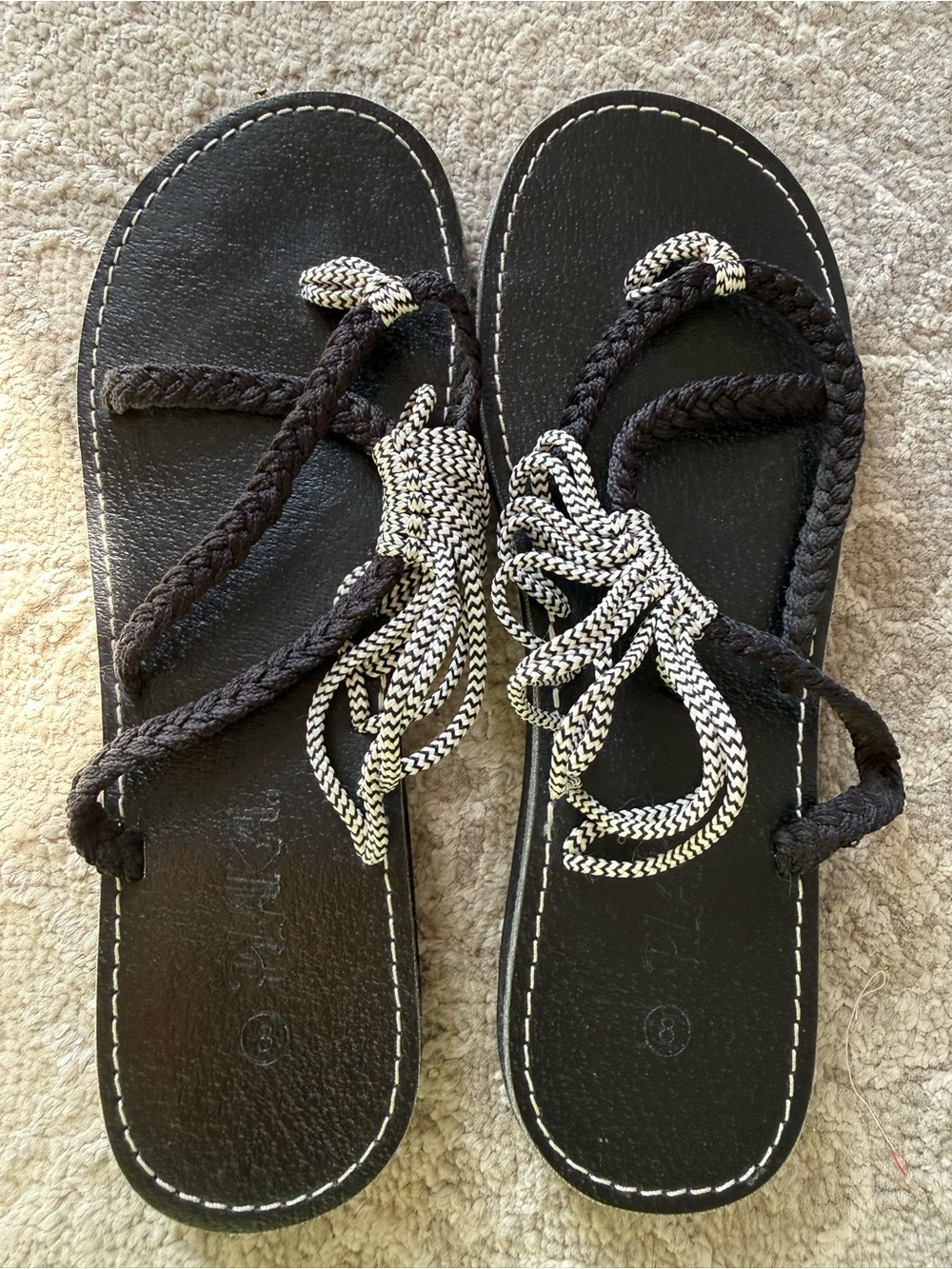 Bundle of 2 Plaka Women’s Braided Fringe Sandals in Black and Olive - Picture 3 of 5